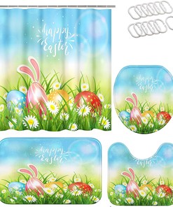 Funny Rabbit Ears With Colorful Easter Eggs Spring Shower Curtain And Creative Shower Curtains