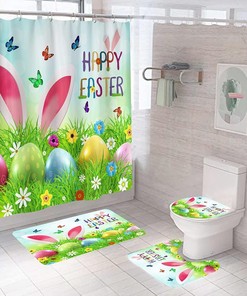Funny Rabbit Spring Eggs Shower Curtain For Bathroom With Curtain Full Size