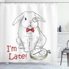 Funny Rabbit With Watches Alice In Wonderland Cartoon Shower Curtain Design