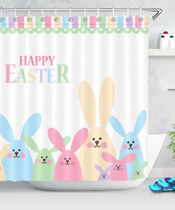 Funny Rabbits With Vintage Shower Curtains Slogan Fabric Shower Curtain Bathroom Decor