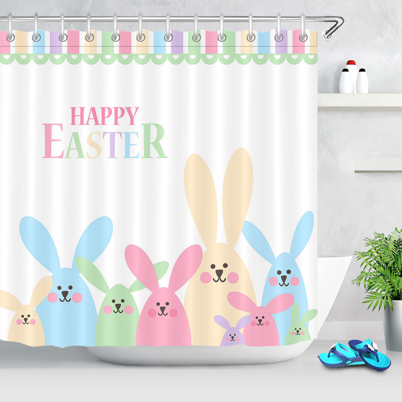 Funny Rabbits With Vintage Shower Curtains Slogan Fabric Shower Curtain Bathroom Decor