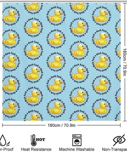 Funny Rubber Duck Waterproof Shower Curtain For Bathroom