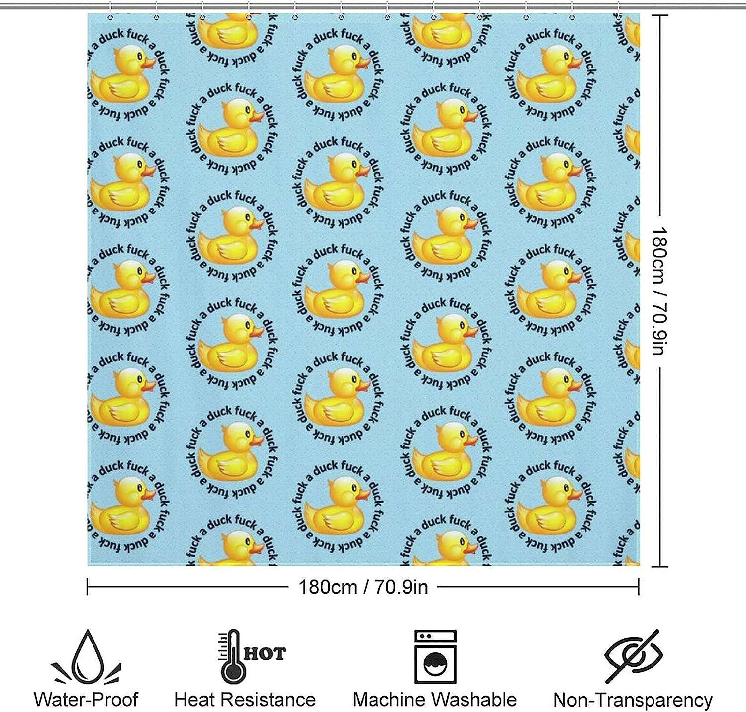 Funny Rubber Duck Waterproof Shower Curtain For Bathroom