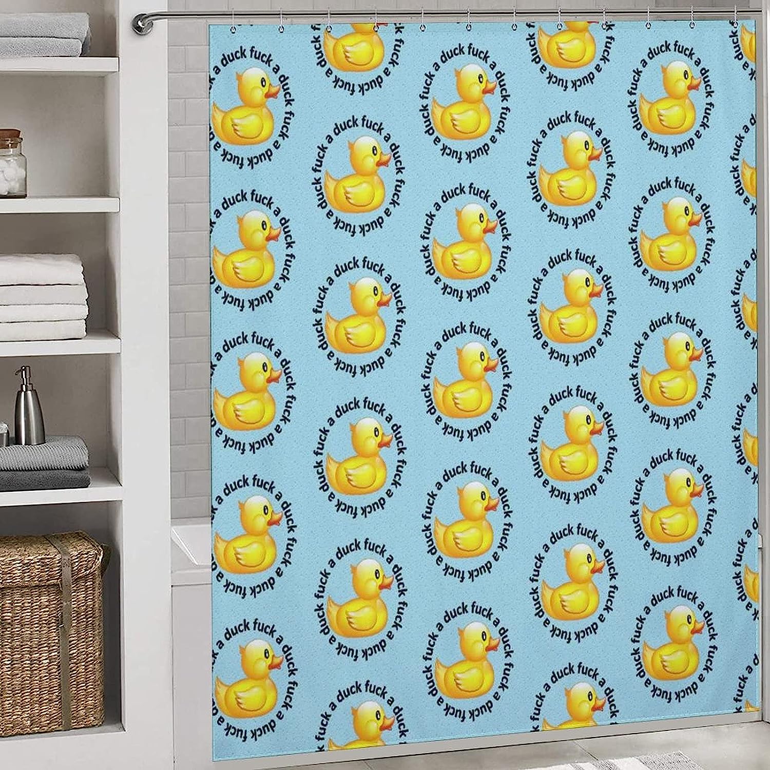 Funny Rubber Duck Waterproof Shower Curtain For Bathroom