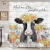 Funny Rustic Farm Cow Autumn Harvest Pumpkin Shower Curtain - Add Some Humor To Your Bathroom