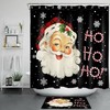 Funny Santa Claus with Snowflake Black Shower Curtain for Christmas Bathroom 