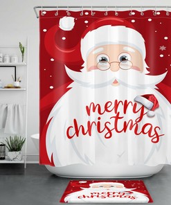 Funny Santa Snowflake Christmas Shower Curtain - Cheerful Festive Bathroom Decor