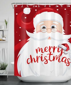 Funny Santa Snowflake Christmas Shower Curtain - Cheerful Festive Bathroom Decor