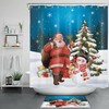 Funny Santa Snowman Christmas Tree Shower Curtain Winter Snowflake Bathroom