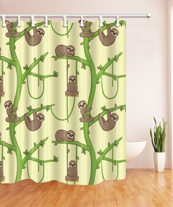 Funny Sloth Animal Theme Shower Curtain For Bathroom Decor
