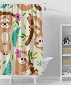Funny Sloth Shower Curtain For Kids With A Maximalist Bathroom Decor