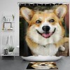 Funny Smiling Corgi Dog Shower Curtain With Waterproof Fabric, Cute Animal Bathroom Decor