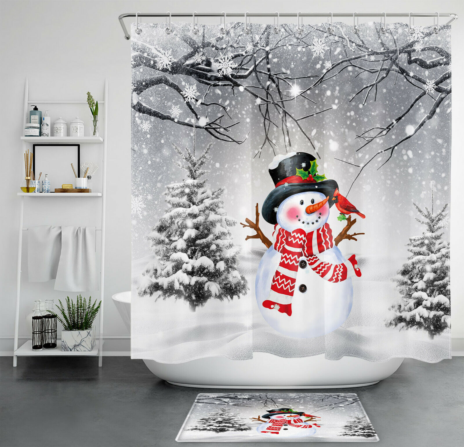 Funny Snowman Snowflake Shower Curtain For A Whimsical Christmas Decor