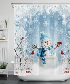 Funny Snowman Winter Shower Curtain Set