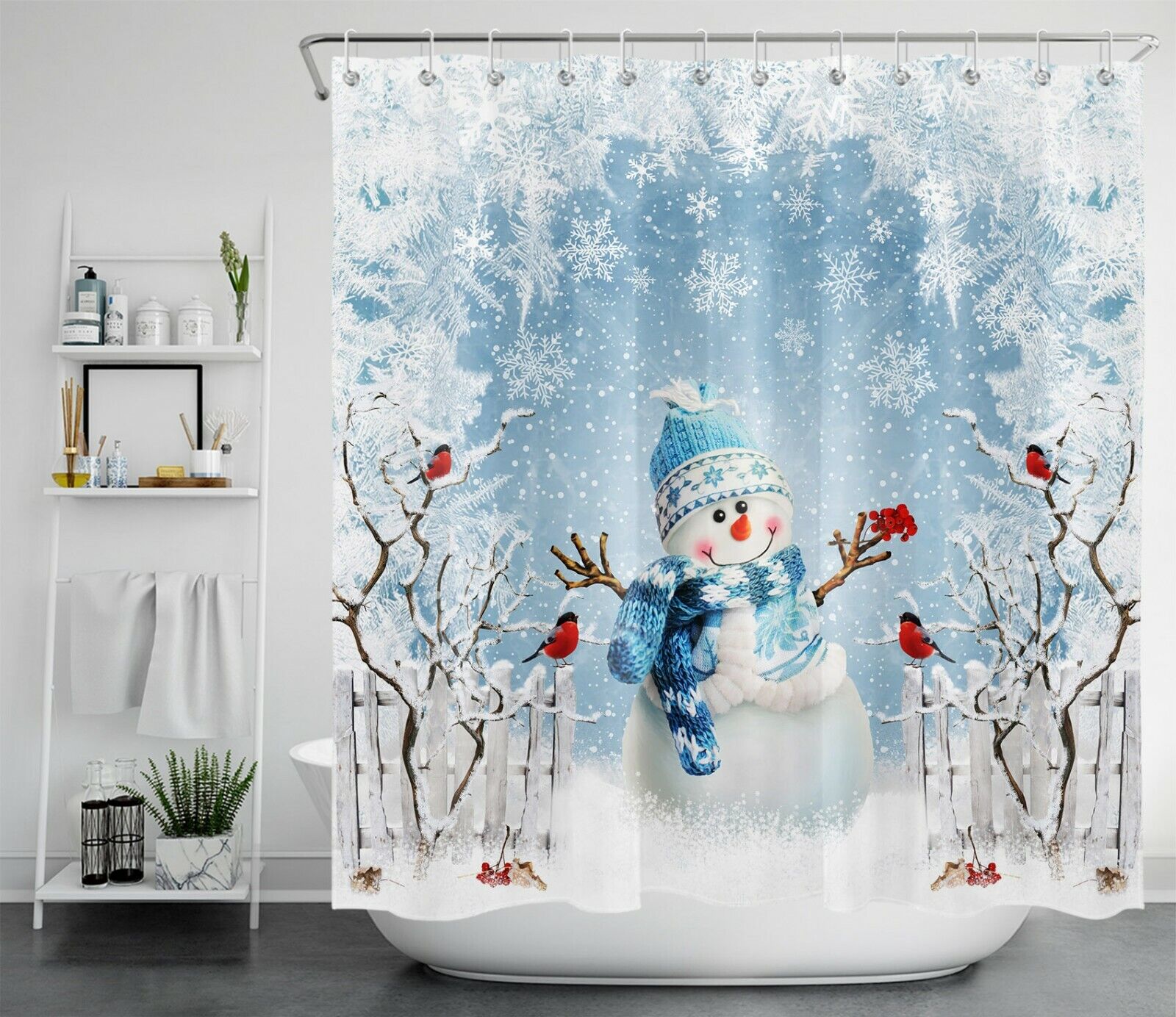 Funny Snowman Winter Shower Curtain Set