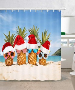 Funny Summer Pineapples Beach Shower Curtain 