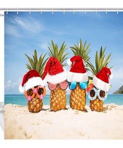 Funny Summer Pineapples Beach Shower Curtain