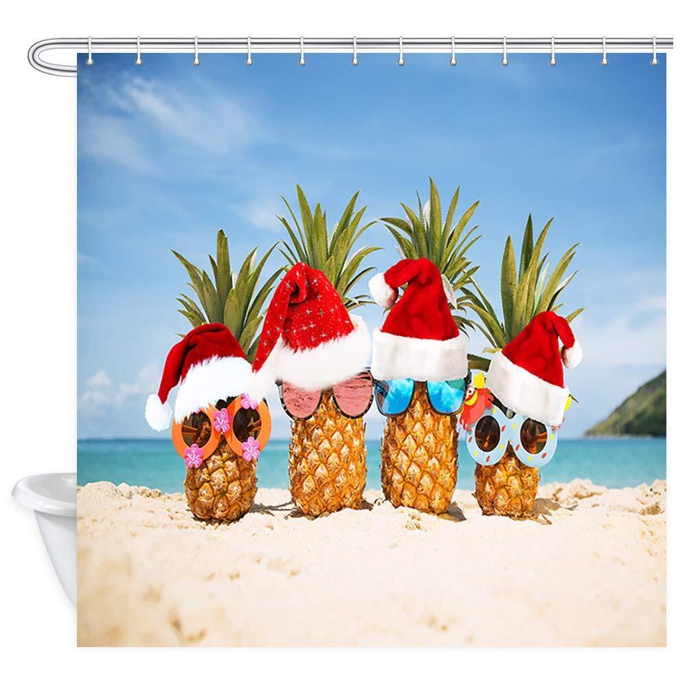 Funny Summer Pineapples Beach Shower Curtain