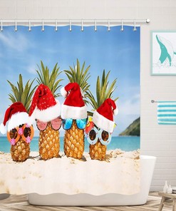 Funny Summer Pineapples Beach Shower Curtain