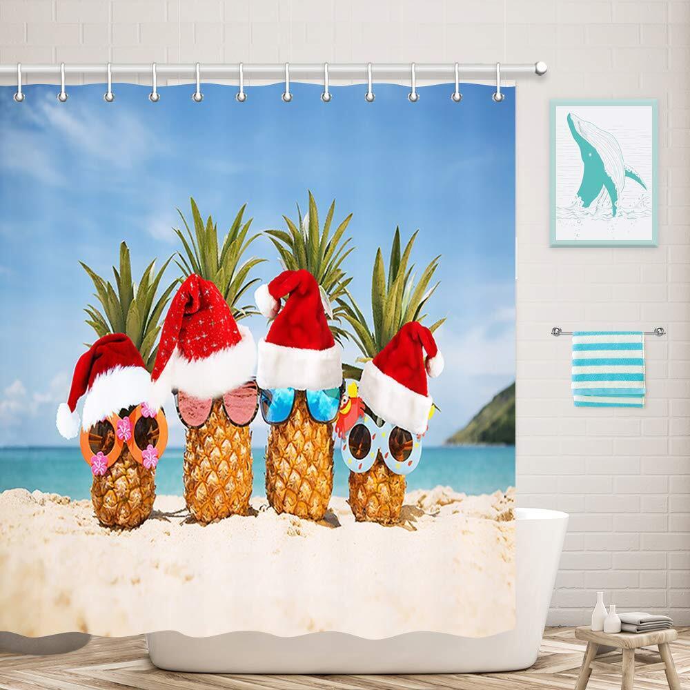 Funny Summer Pineapples Beach Shower Curtain