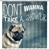 Funny Tan Green Dog Shower Curtain Pug Pet Lovers Cute Puppy Animal Vintage Poster Bathroom Curtains Decor Fabric