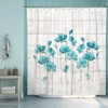 Funny Teal Flower Shower Curtain Set with Distressed Design for Bathroom Decor