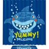 Funny Typo Shower Curtain For Bathroom, Featuring A Shark And Cute Typography Design