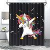Funny Unicorn Shower Curtain For Kids Girls Anime Bathroom Decor With Black Background