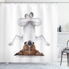Funny Upside Down Dog Shower Curtain, Great Bathroom Gift Idea For Animal Lovers 