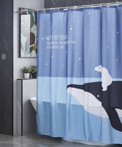 Funny Whale & Polar Bear Shower Curtain for a Playful Bathroom