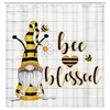 Funny White Gnome Bee Fabric Shower Curtain With Waterproof Fabric, Bathroom Decor