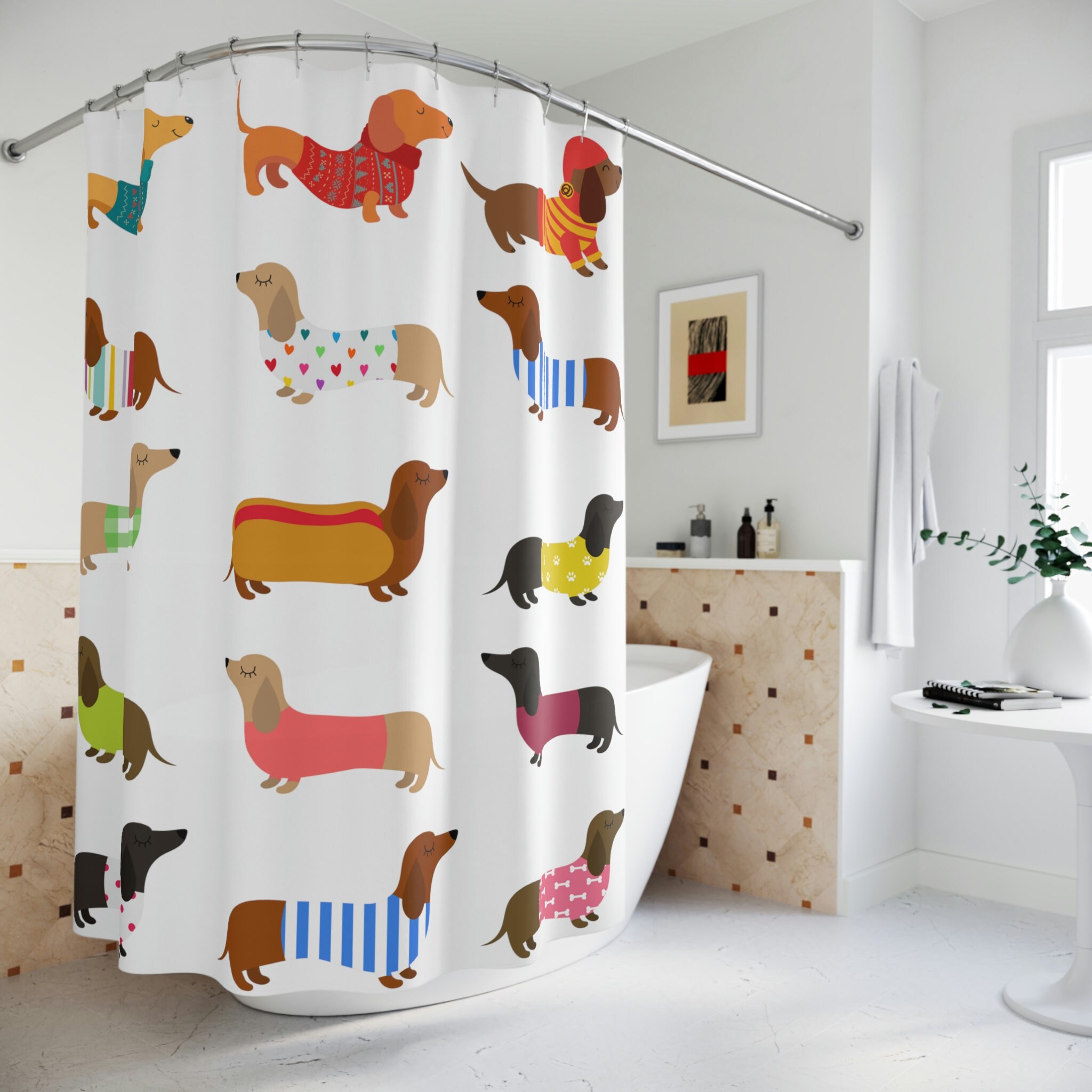 Funny Wiener Dog Shower Curtain With Quotes - Image 2