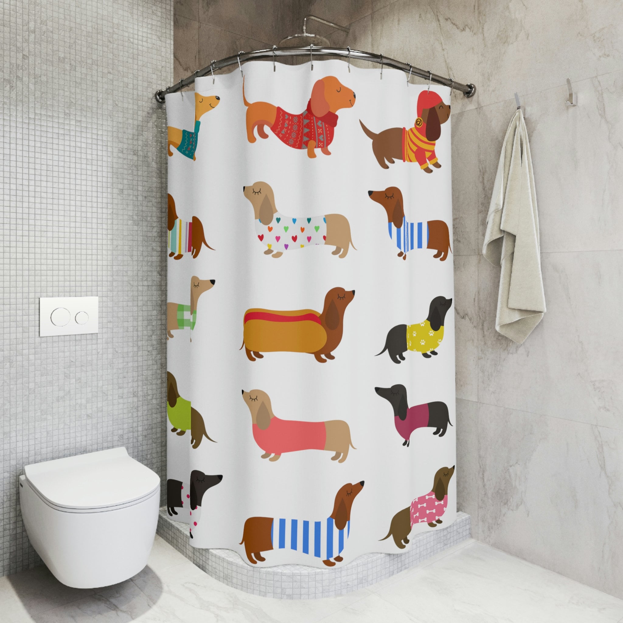 Funny Wiener Dog Shower Curtain With Quotes - Image 3
