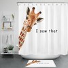 Funny Wild Animals Art Shower Curtain, Minimalist Bathroom Decor with Giraffe Print