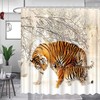 Funny Winter Snow Tiger Shower Curtain, Natural Animal Design With Machine Washable Technology