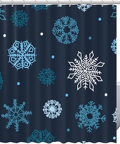 Funny Winter Snowflakes Fabric Shower Curtain for Bathroom Decor
