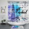 Funny Word Black and White Sea Turtle Anchor Shower Curtain Bathroom Accessories for Underwater Themed Decor