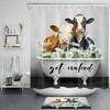 Funny Word Farmhouse Bathtub Daisy Cow Print Shower Curtain For Bathroom Decor