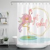 Funny Word Shower Curtain With Pink Flamingo And Lotus Flower Design For Women'S Bathroom
