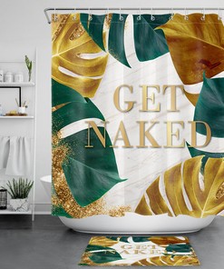 Funny Words Gold Palm Leaves Colorful Shower Curtain For Colorful Bathroom Decor
