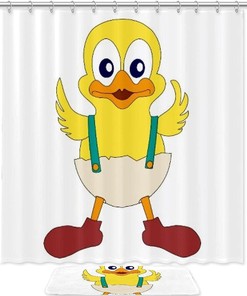 Funny Yellow Duck Bathroom Shower Curtain with Waterproof Fabric for a Playful Bath