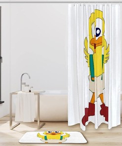 Funny Yellow Duck Bathroom Shower Curtain with Waterproof Fabric for a Playful Bath