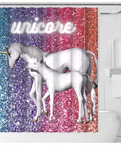 Funny Yellow Unicorn Print Shower Curtain for Your Modern Bathroom