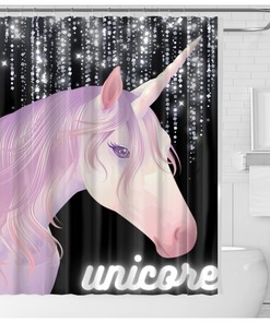 Funny Yellow Unicorn Shower Curtain for Modern Bathroom Decor