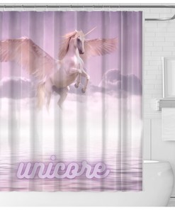 Funny Yellow Unicorn Shower Curtain for Modern and Fun Bathroom Decor