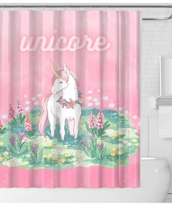 Funny Yellow Unicorn Shower Curtain with Modern Prints for Your Bathroom