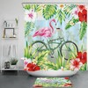 Funny and Creative Palm Leaf Flower Funny Flamingo Shower Curtain for an Amusing Bathroom Decor