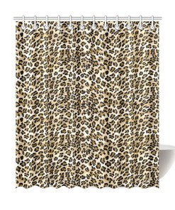 Furry Jaguar Print Shower Curtain - Leopard Print for Bathroom Decor
