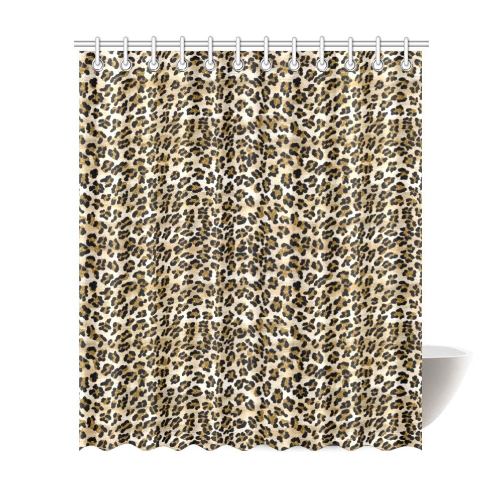 Furry Jaguar Print Shower Curtain - Leopard Print for Bathroom Decor