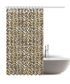 Furry Jaguar Print Shower Curtain - Leopard Print for Bathroom Decor
